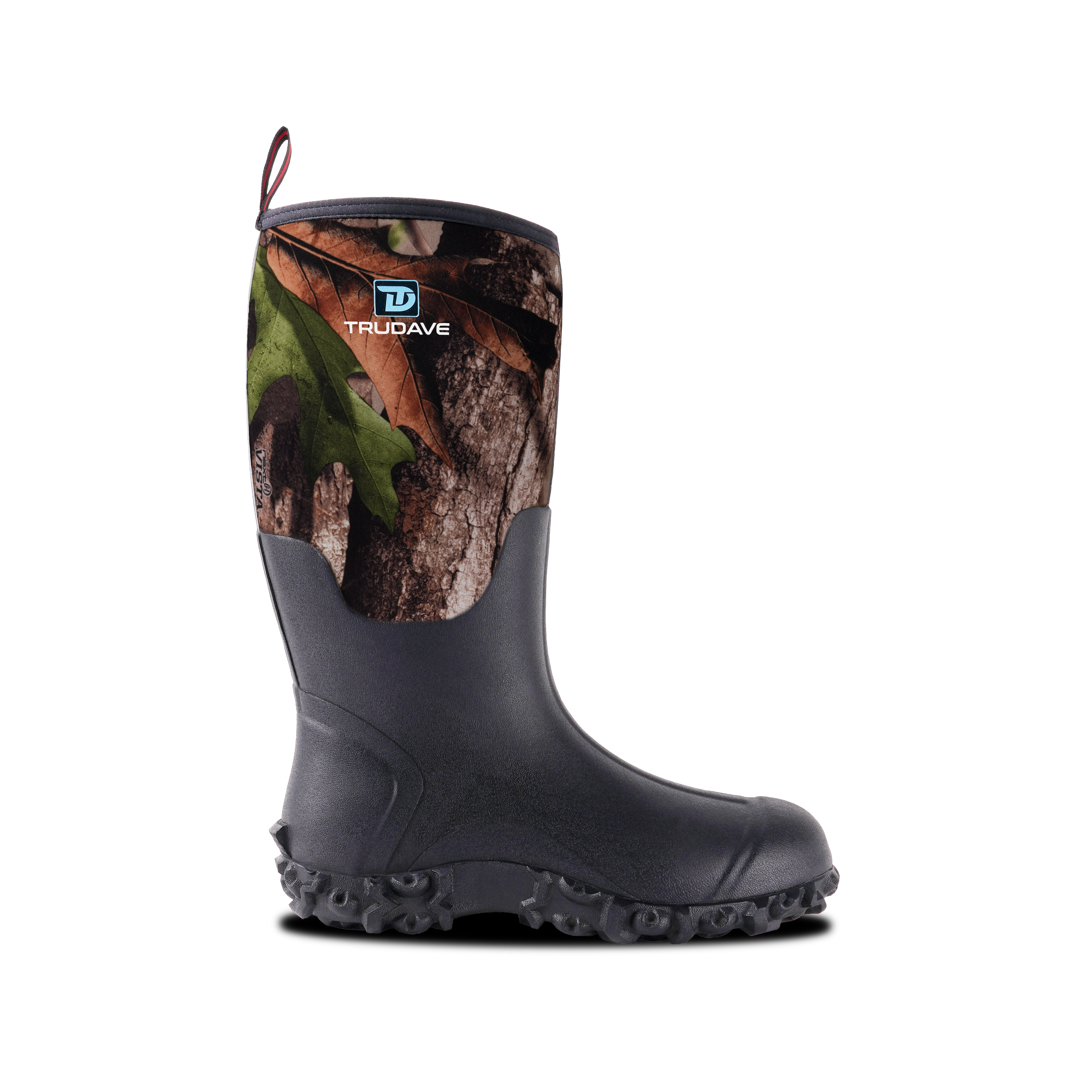 Side view of Trudave DryFlow Series tall waterproof rubber work boots – Vista color design featuring sleek waterproof shell, reinforced sole, and durable traction for industrial and outdoor use